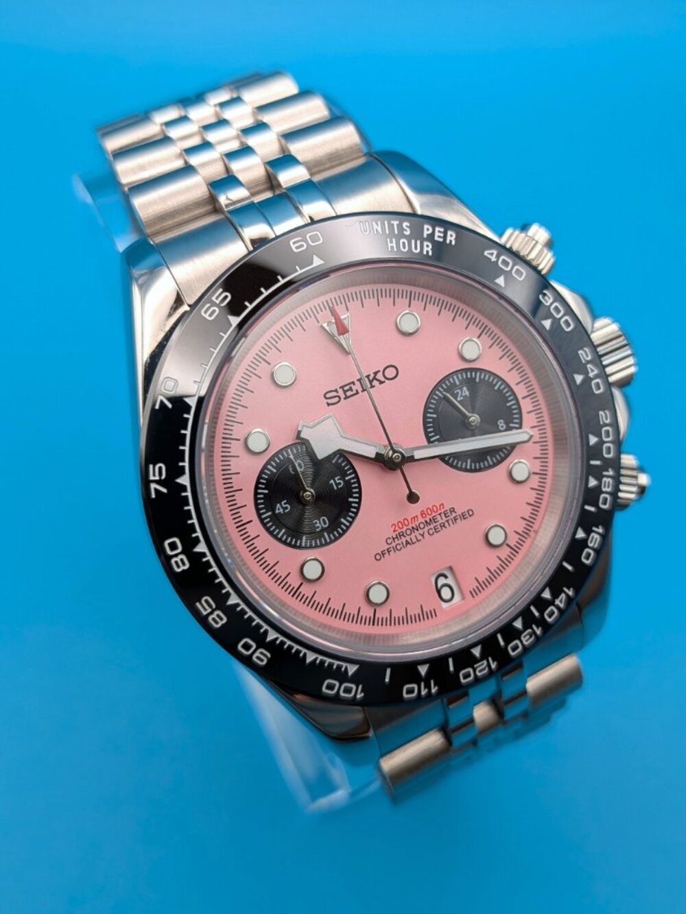 Seiko MOD | Pink Dial Chronograph |  VK64 quartz movement - Picture 3 of 13